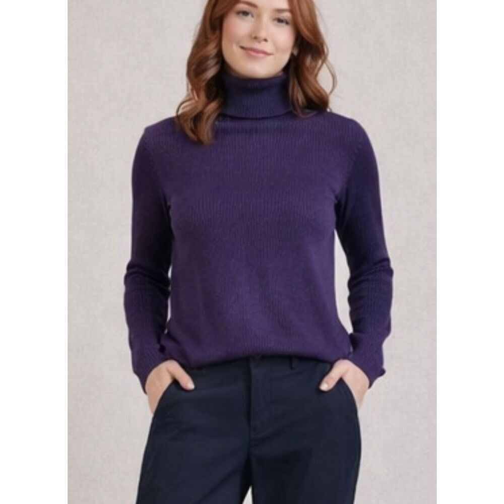 Mercer & Madison 100% Italian merino wool purple ribbed turtleneck sweater M